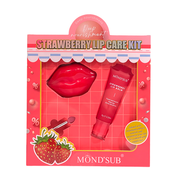 Mond’Sub Lip Care Kit – Korean Vegan Lip Balm & Overnight Lip Mask Duo (Strawberry / Cherry) Hydrating, Nourishing & Repairing Lip Treatment for Dry Lips